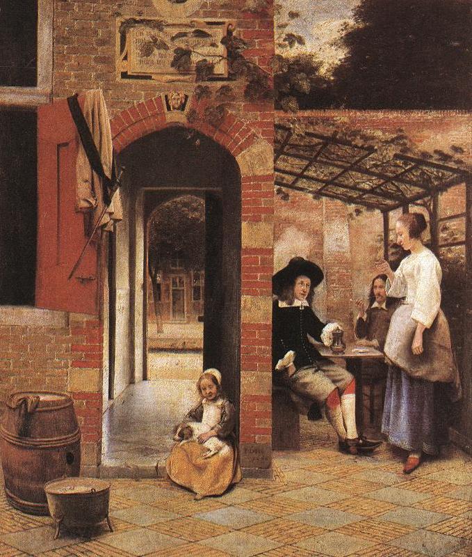 HOOCH, Pieter de Drinkers in the Bower af Spain oil painting art
